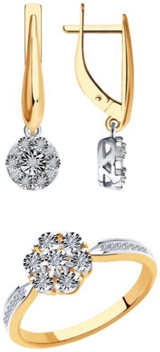 Комплект Diamant 51-221-01315-1 51-210-00788-1 вес 5 г золото, бриллиант купить,NaN