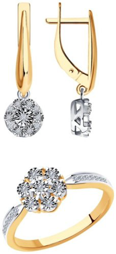 Комплект Diamant 51-221-01315-1 51-210-00788-1 вес 5 г золото, бриллиант купить,NaN