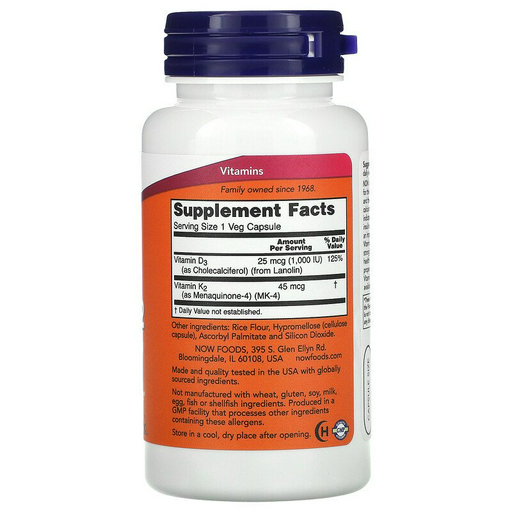 Now Foods D3 & К2 Veg Capsules 120 капсул