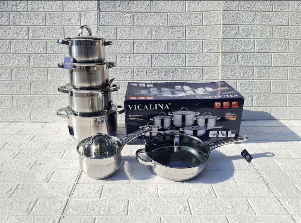 Vicalina набор кастрюль MA159430 сталь, стекло 12 в 1 купить,32000