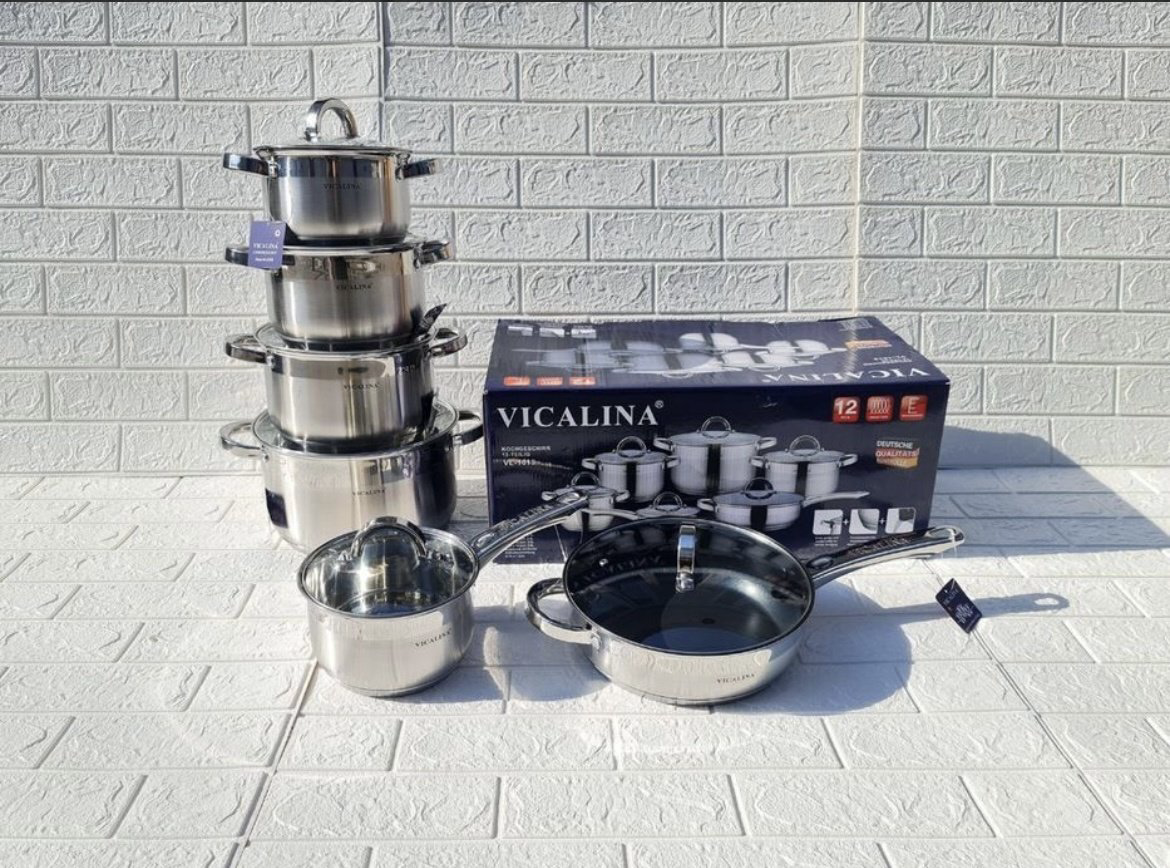 Vicalina набор кастрюль MA159430 сталь, стекло 12 в 1 купить,32000