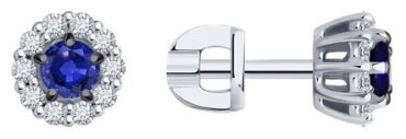 Комплект Diamant 52-222-01779-1 52-210-01779-1 вес 3.65 г золото, бриллиант, сапфир купить,NaN