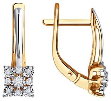 Серьги Diamant 51-220-02039-1 вес 2.69 г золото, бриллиант купить,NaN