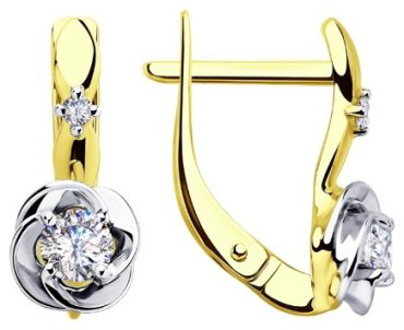 Серьги Diamant 53-120-00209-1 вес 2.56 г золото, фианит купить,NaN