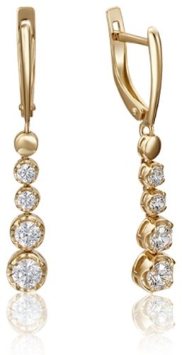 Серьги ЮЗ Платина 02-4208-00-501-1130-38 вес 3.4 г золото, фианит Swarovski купить,NaN