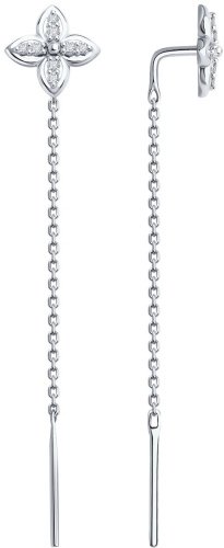 Серьги-цепочки SOKOLOV 1022245-3 вес 1.41 г золото, бриллиант купить,NaN
