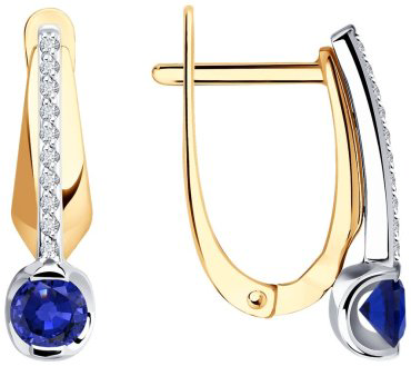 Серьги Diamant 51-220-01504-1 вес 2.94 г золото, бриллиант, сапфир купить,NaN
