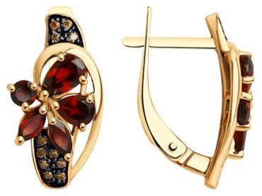 Серьги SOKOLOV 728377 вес 3.35 г золото, гранат 110258624 купить,NaN