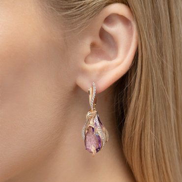 Серьги PLATINA 02-5296-00-225-1110 вес 10.88 г золото, аметист, топаз купить,NaN