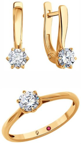 Комплект Diamant 51-220-02375-1 51-210-02375-1 вес 4 г золото, бриллиант, рубин купить,NaN