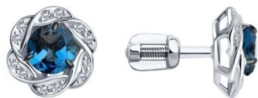 Пусеты Diamant 52-322-01746-2 вес 2.3 г золото, лондон топаз купить,NaN
