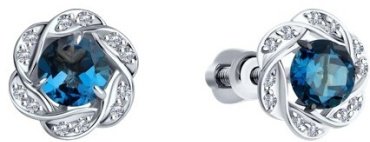 Пусеты Diamant 52-322-01746-2 вес 2.3 г золото, лондон топаз купить,NaN