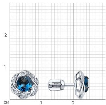 Пусеты Diamant 52-322-01746-2 вес 2.3 г золото, лондон топаз купить,NaN