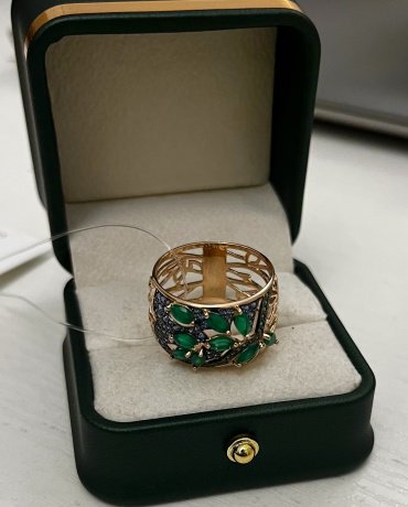 Кольцо Diamant 7654 размер 20 вес 5.86 г золото, агат, фианит купить,NaN