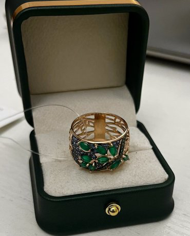 Кольцо Diamant 7654 размер 20 вес 5.86 г золото, агат, фианит купить,NaN
