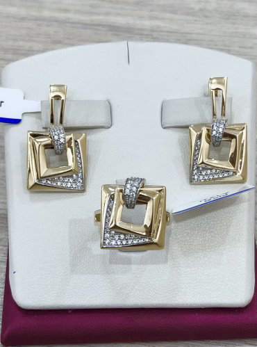 Комплект Exclusive Gold 7667 вес 11.71 г золото, фианит купить,NaN