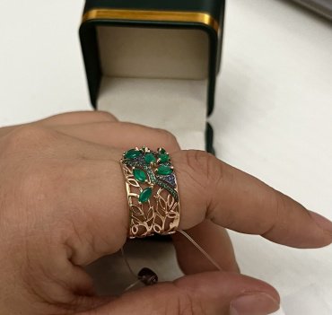 Кольцо Diamant 7654 размер 20 вес 5.86 г золото, агат, фианит купить,NaN