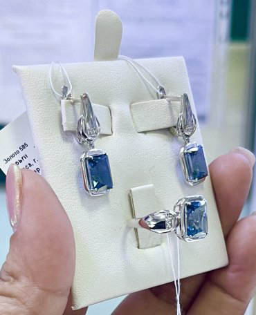 Комплект РусГолдАрт 7447864 вес 6.2 г золото, лондон топаз купить,NaN