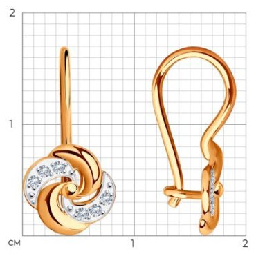 Серьги LUXOR JEWELRY LUXOR 51-120-01484-1_1.22 вес 1.22 г золото, фианит купить,NaN