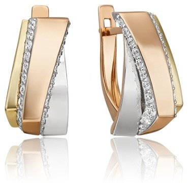 Серьги PLATINA 02-4589-00-401-1140-48 вес 4.87 г золото, фианит купить,NaN