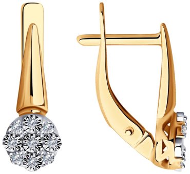 Серьги Diamant 51-220-01297-1 вес 2.09 г золото, бриллиант купить,NaN