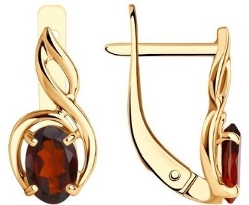 Серьги Diamant 51-320-00972-2 вес 2.24 г золото, гранат купить,NaN