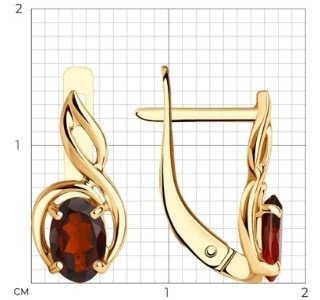 Серьги Diamant 51-320-00972-2 вес 2.24 г золото, гранат купить,NaN