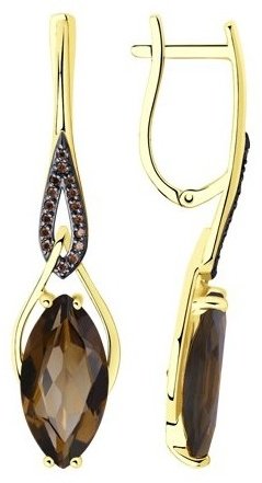 Комплект Diamant 53-310-00829-2 вес 8.5 г золото, раухтопаз купить,NaN