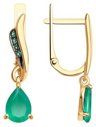 Серьги Diamant 51-321-01562-3 вес 1.96 г золото, агат купить,NaN