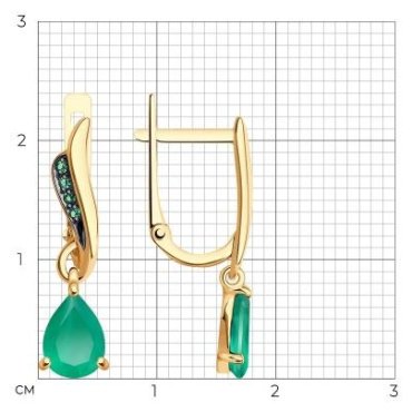 Серьги Diamant 51-321-01562-3 вес 1.96 г золото, агат купить,NaN