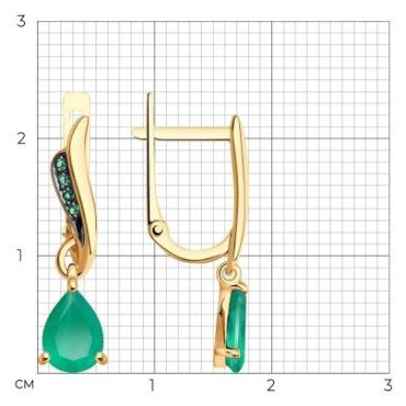Серьги Diamant 51-321-01562-3 вес 1.96 г золото, агат купить,NaN