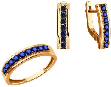 Комплект Diamant SET-51-220-02520-1-51-210-02520-1 вес 5.2 г золото, сапфир купить,NaN