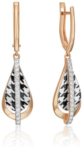 Серьги PLATINA 02-5203-00-401-1111 вес 4.47 г золото, фианит, эмаль купить,NaN