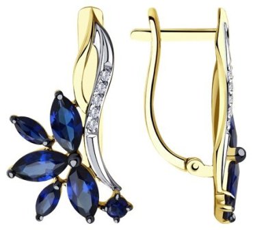 Серьги Diamant 53-320-00806-2 вес 3.4 г золото, сапфир купить,NaN