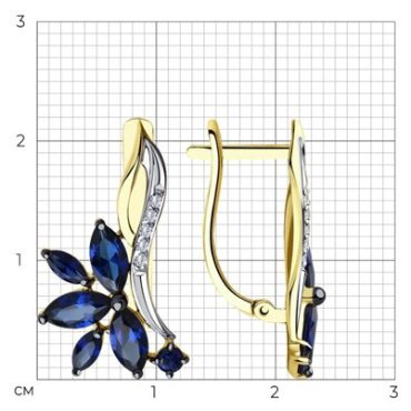 Серьги Diamant 53-320-00806-2 вес 3.4 г золото, сапфир купить,NaN