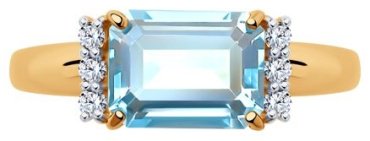Кольцо SOKOLOV 716089 размер 18 вес 1.99 г золото, фианит, топаз купить,NaN
