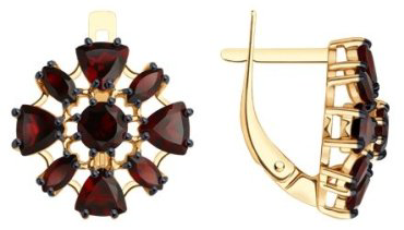Серьги Diamant 51-320-02436-2 вес 4.43 г золото, гранат купить,NaN