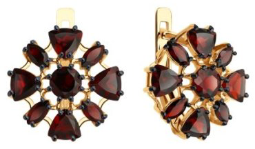 Серьги Diamant 51-320-02436-2 вес 4.43 г золото, гранат купить,NaN