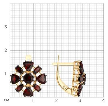 Серьги Diamant 51-320-02436-2 вес 4.43 г золото, гранат купить,NaN