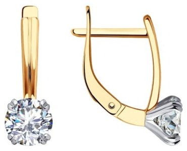 Серьги Diamant 51-120-01841-1 вес 2.7 г золото, фианит 113215123 купить,283062