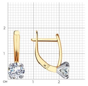 Серьги Diamant 51-120-01841-1 вес 2.7 г золото, фианит 113215123 купить,283062
