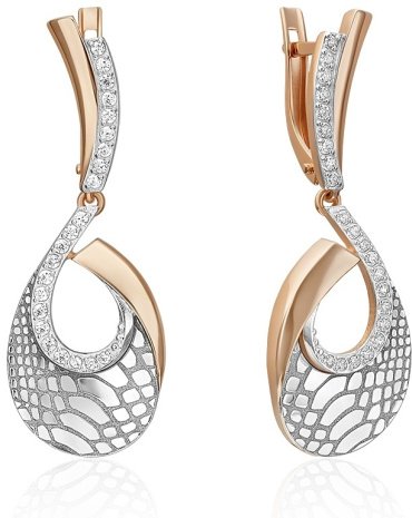 Серьги PLATINA 02-5196-00-401-1111 вес 5.59 г золото, фианит купить,NaN