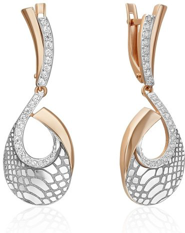 Серьги PLATINA 02-5196-00-401-1111 вес 5.59 г золото, фианит купить,NaN