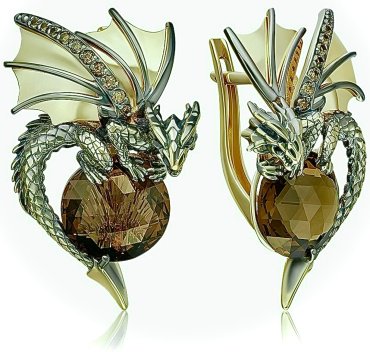 Серьги PLATINA Platina645788 вес 7.7 г золото, раухтопаз купить,NaN