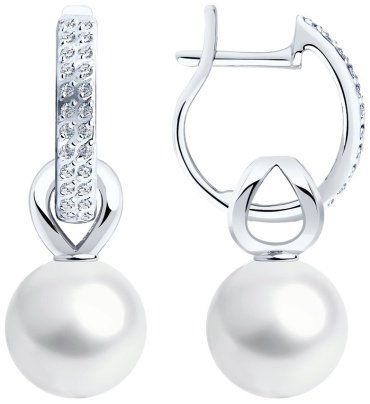 Серьги SOKOLOV 792240 вес 7.43 г золото, жемчуг, фианит Swarovski 101244180 купить,NaN