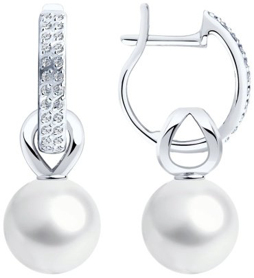 Серьги SOKOLOV 792240 вес 7.43 г золото, жемчуг, фианит Swarovski 101244180 купить,NaN
