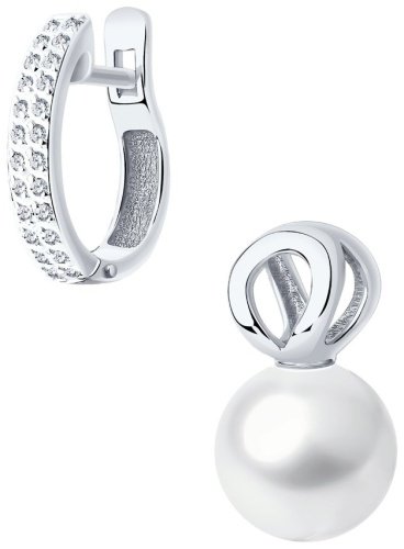 Серьги SOKOLOV 792240 вес 7.43 г золото, жемчуг, фианит Swarovski 101244180 купить,NaN