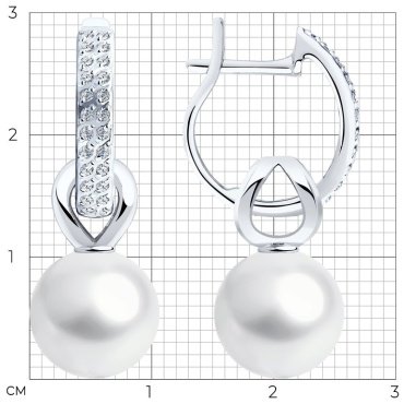 Серьги SOKOLOV 792240 вес 7.43 г золото, жемчуг, фианит Swarovski 101244180 купить,NaN