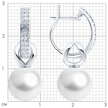 Серьги SOKOLOV 792240 вес 7.43 г золото, жемчуг, фианит Swarovski 101244180 купить,NaN