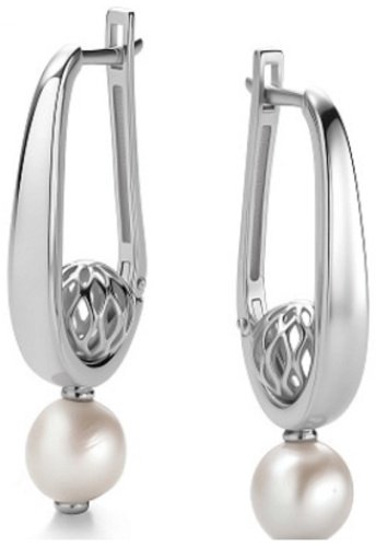 Серьги АЛЬКОР 02-4111/00ЖБ-00 вес 7.28 г серебро, жемчуг купить,NaN